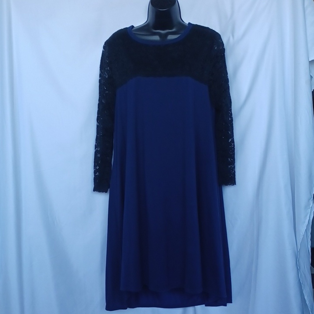 Rosie Pope Pip&Vine Maternity Dress, Lace Top, Navy & Black, Sz L, 20" PTP, 38"L